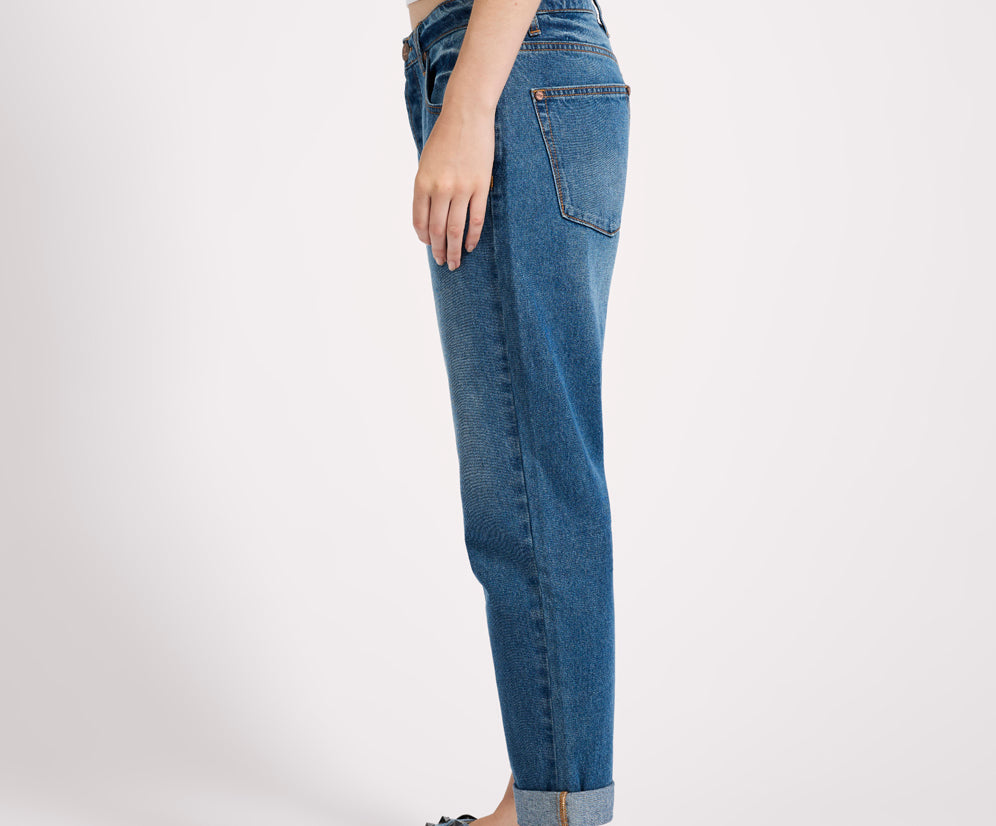 Saints Low Waist Boyfriend Denim Jeans - Pacifica Blue