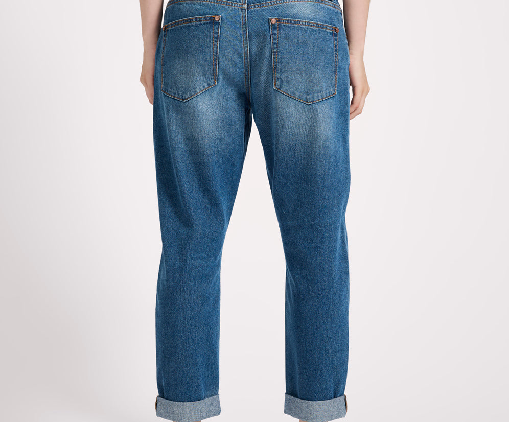 Saints Low Waist Boyfriend Denim Jeans - Pacifica Blue