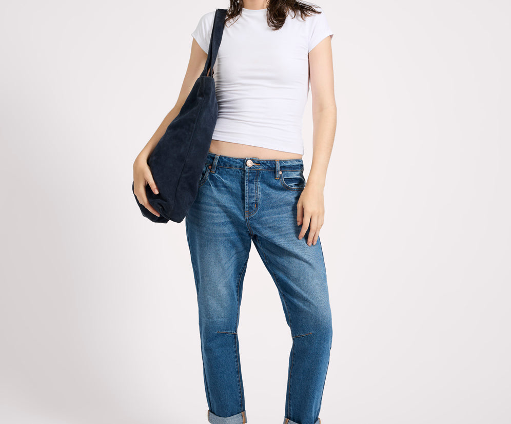 Saints Low Waist Boyfriend Denim Jeans - Pacifica Blue