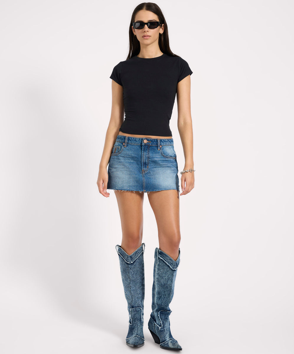Products Sloane Low Waist Denim Mini Skirt - Pacifica Blue