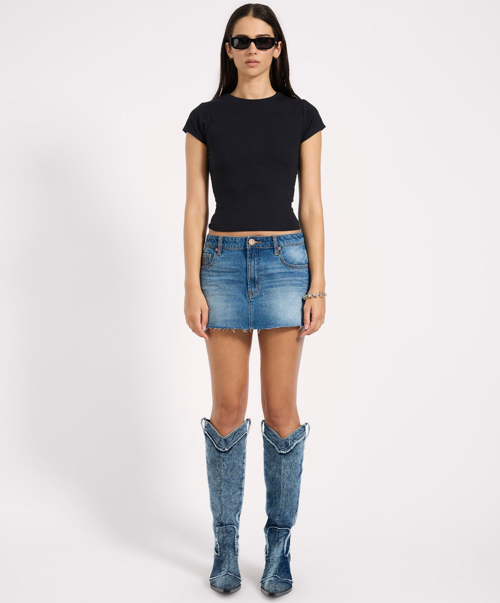 Products Sloane Low Waist Denim Mini Skirt - Pacifica Blue