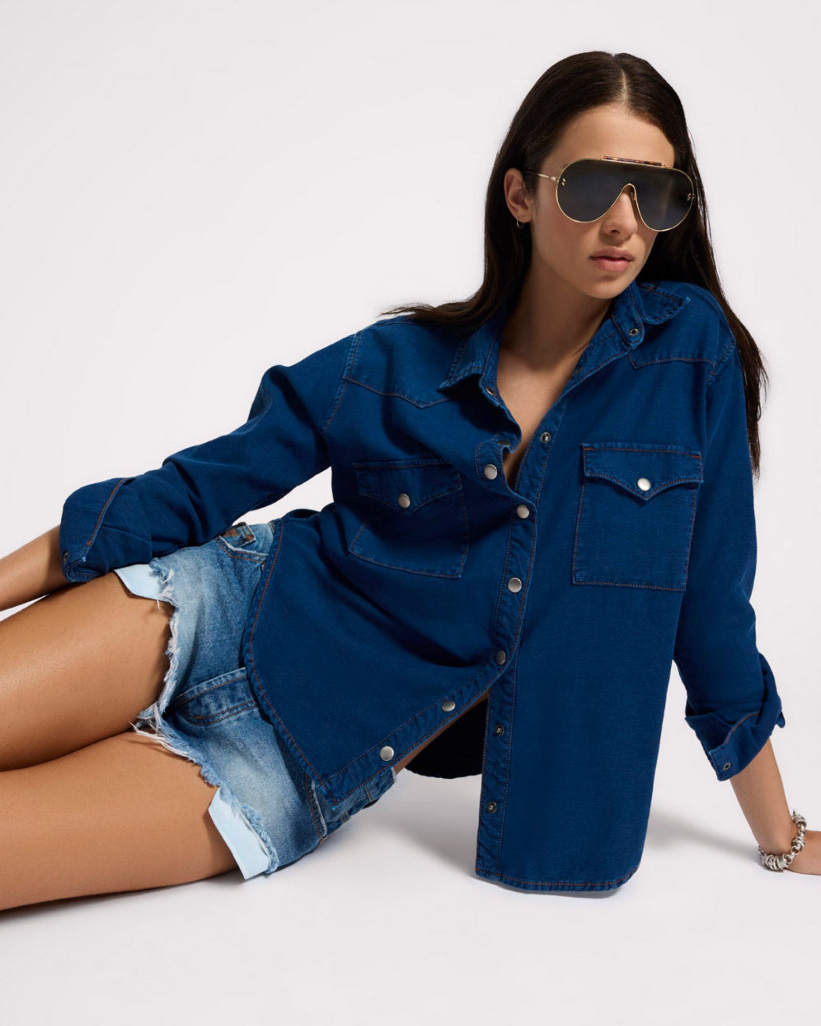 Western Denim Shirt - Deep Blue | One Teaspoon USA