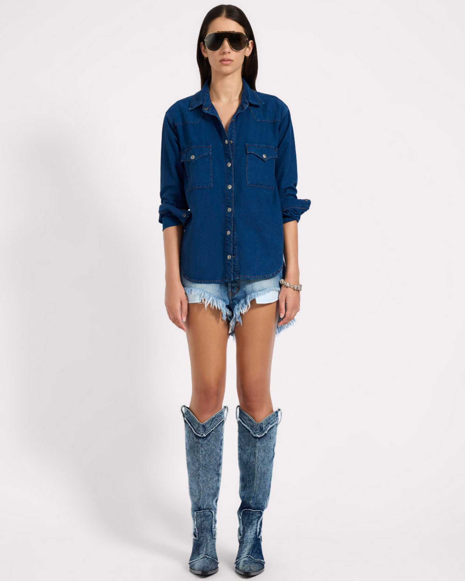 denim blue dress shirt One Teaspoon Women's Western Size:EU 38 - US 6 What Kind of Shoes Designed for everyday wear Age of Romance