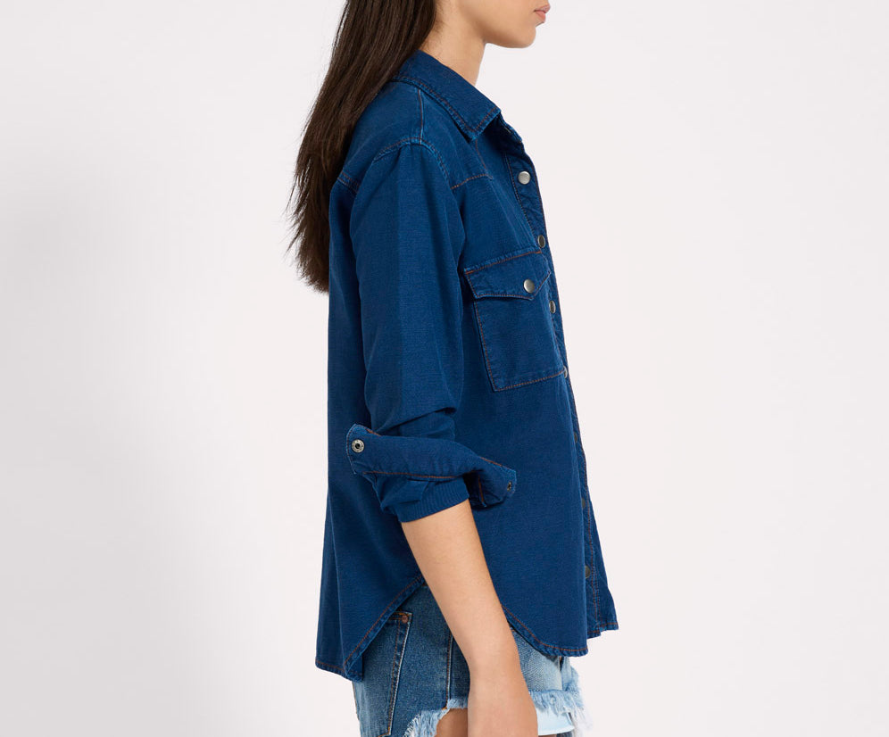 Western Denim Shirt - Deep Blue