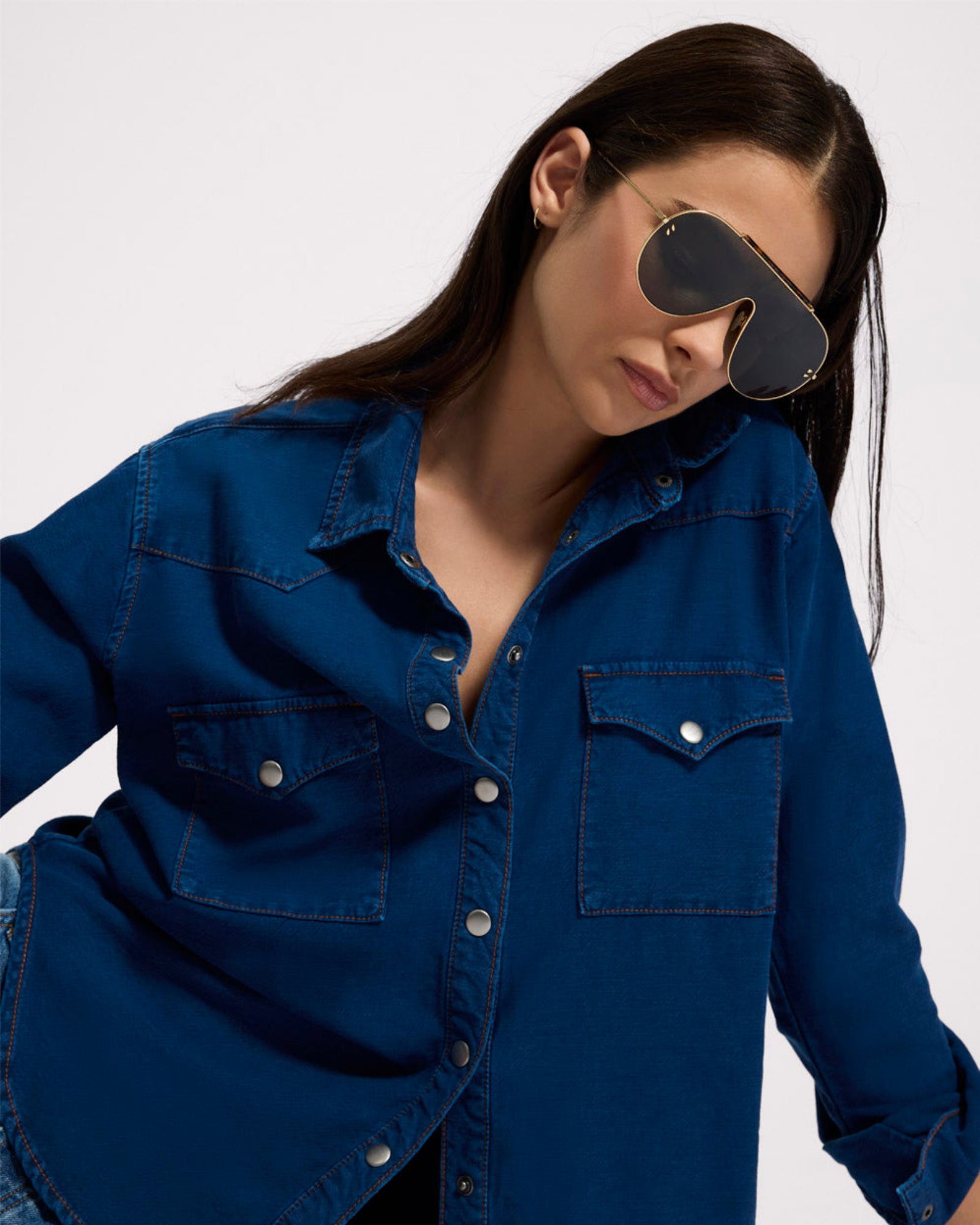 Western Denim Shirt - Deep Blue | One Teaspoon USA