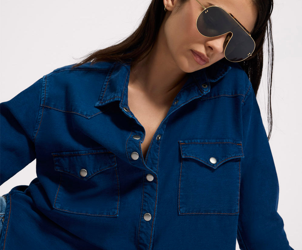 Western Denim Shirt - Deep Blue