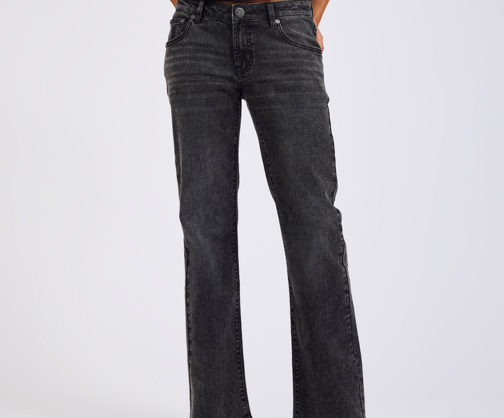 Alice Low Waist Bootcut Denim Jeans Washed Black One Teaspoon USA