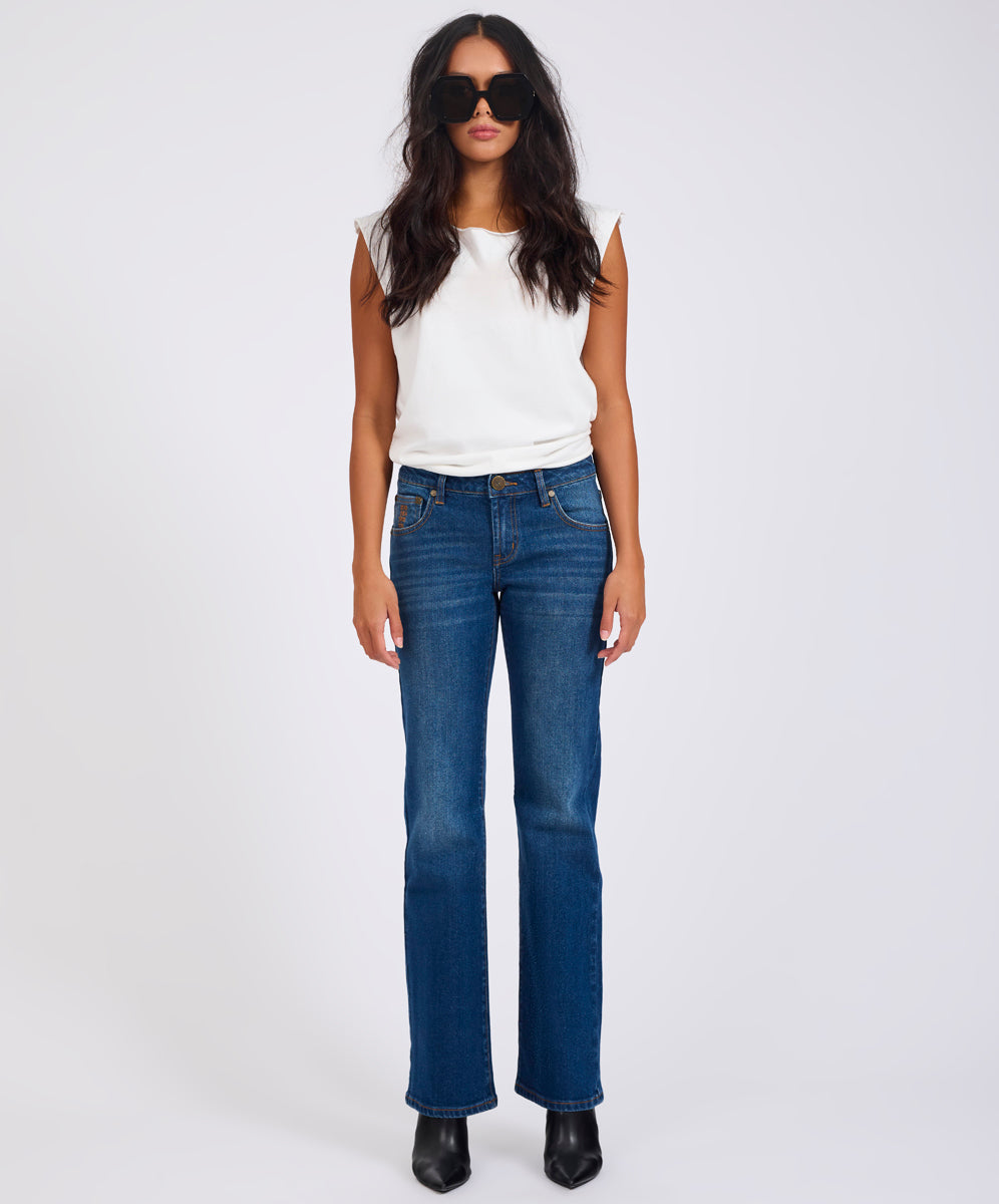 Women's Clothing Alice Low Waist Bootcut Denim Jeans - Indigo Blue