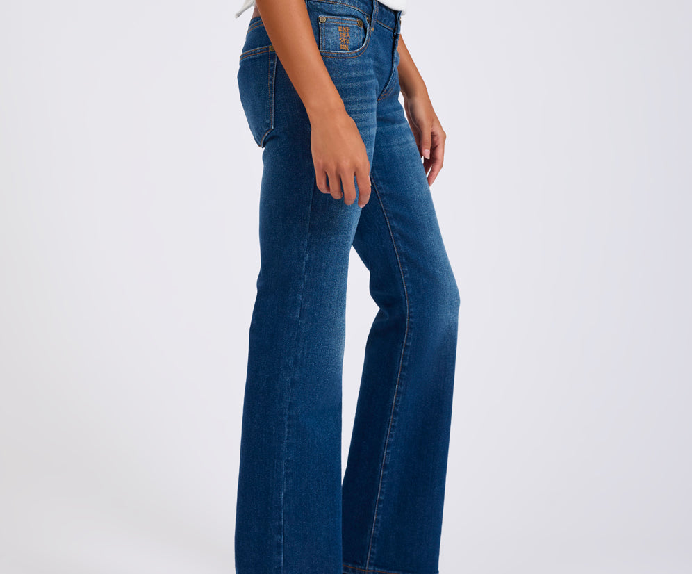 Alice Low Waist Bootcut Denim Jeans - Indigo Blue