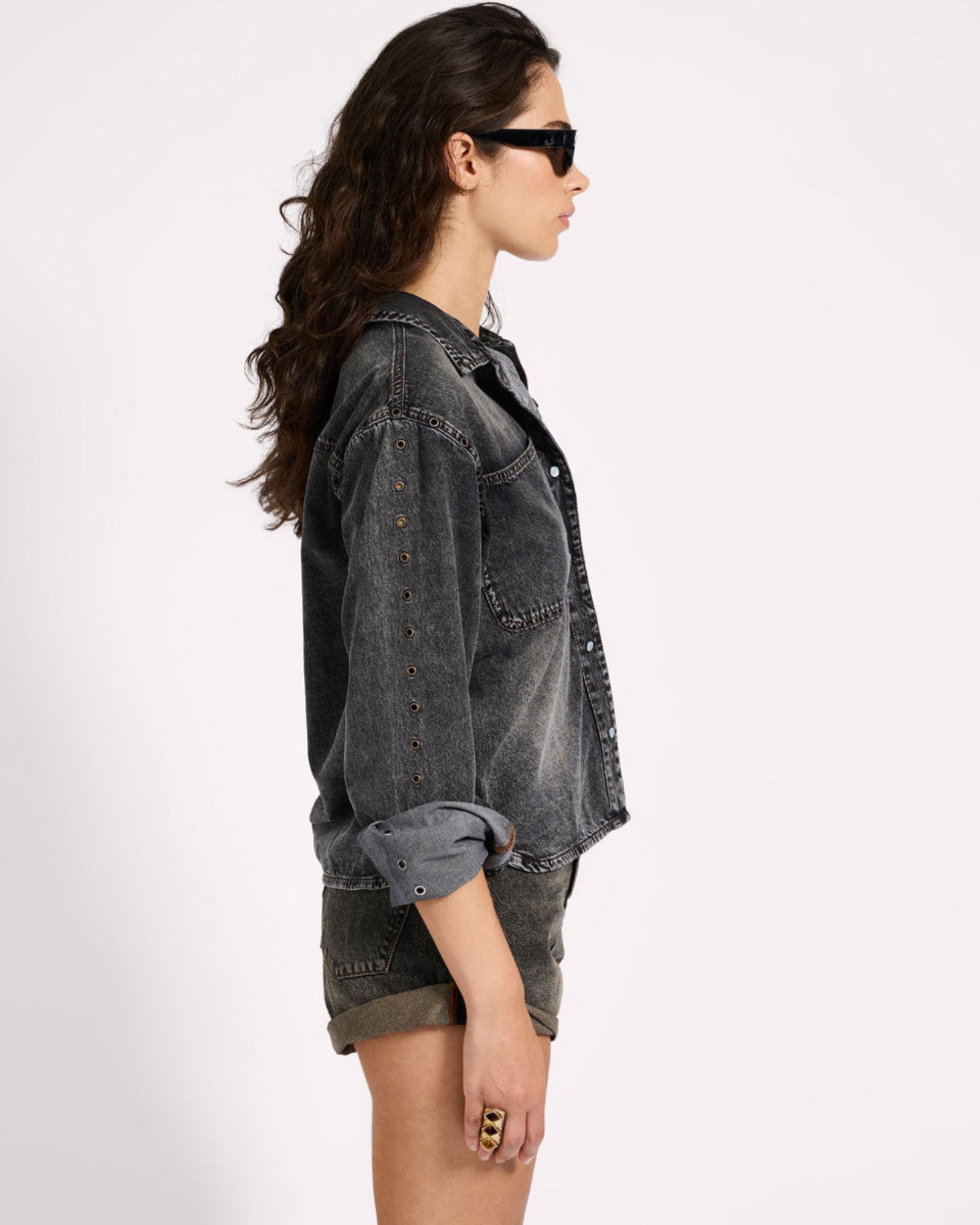 comori denim shirt Black écru comori denim shirt Black écru comori denim shirt Black écru