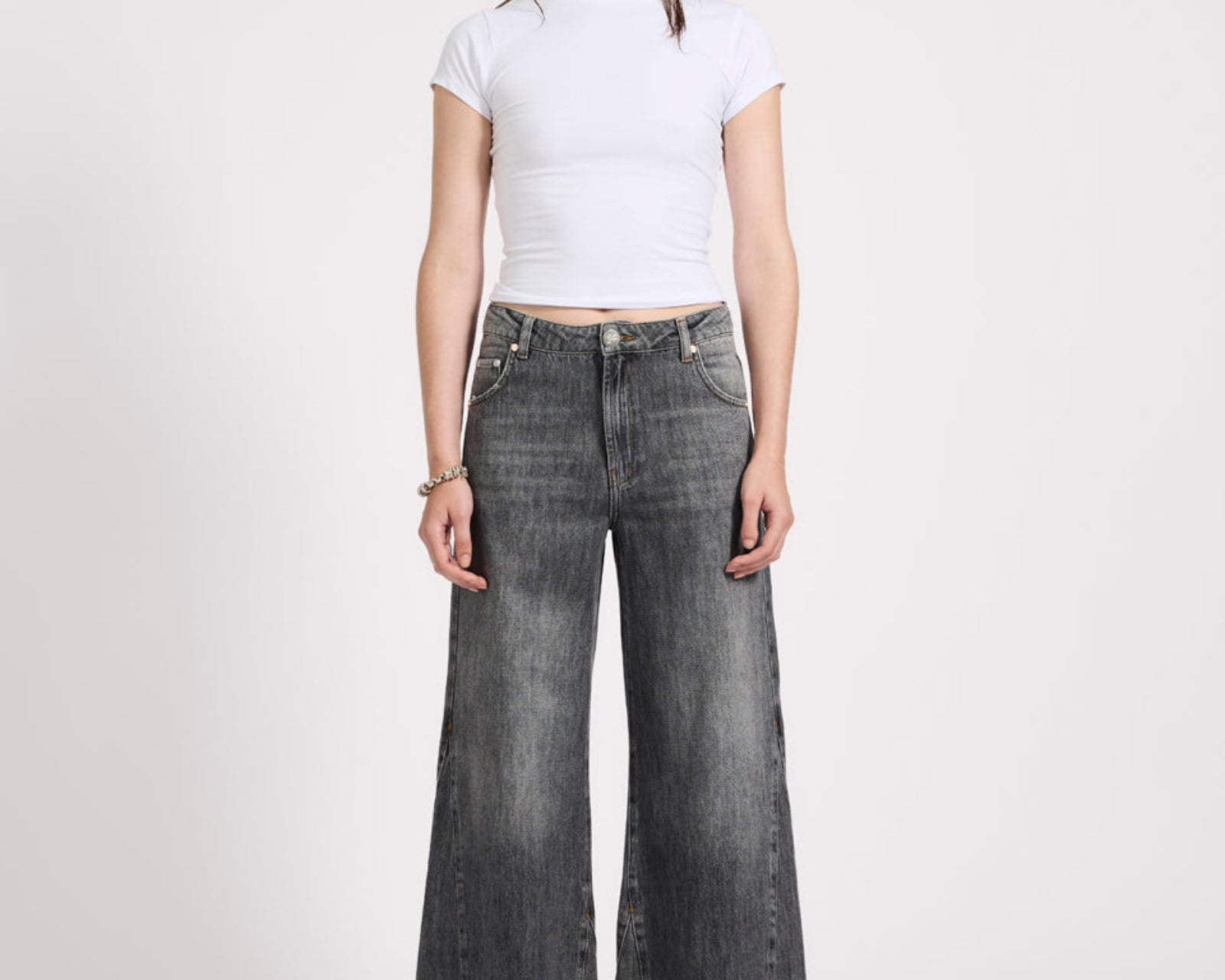 Cruisers Mid Waist Bootcut Flare Denim Jeans - Charcoal Grey