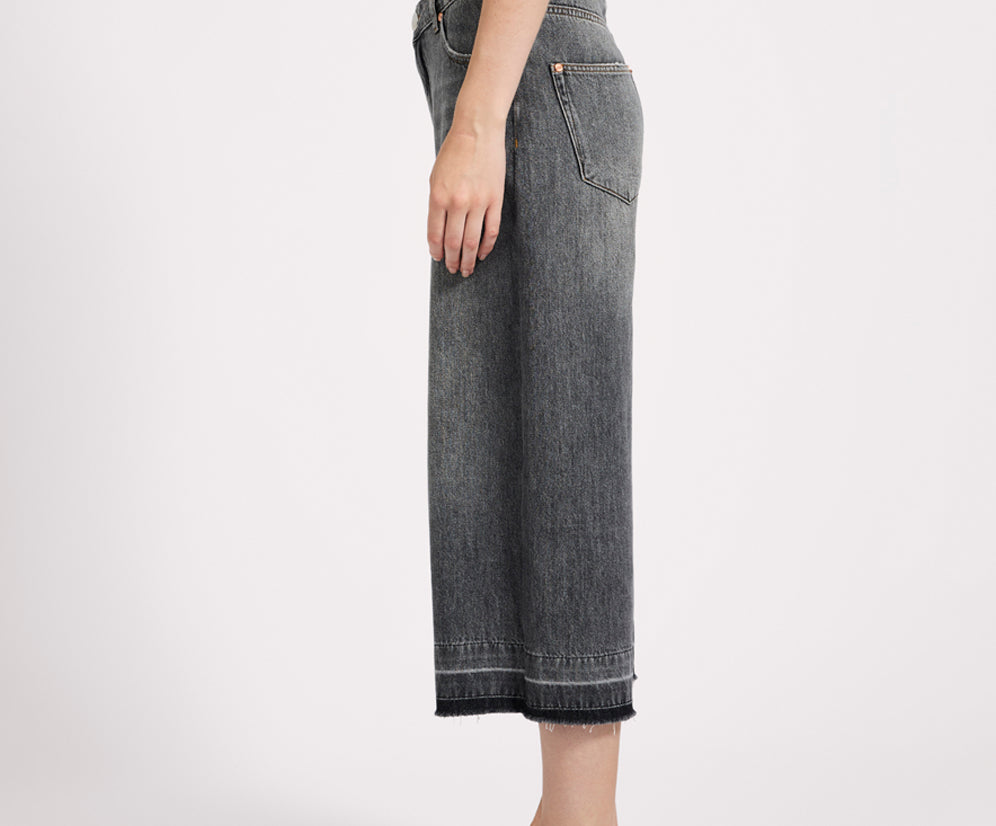 720'S Mid Waist Long Length Denim Jorts - Charcoal