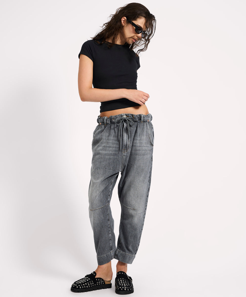 Outcasts Low Waist Drop Crotch Harem Denim Jeans - Charcoal Grey