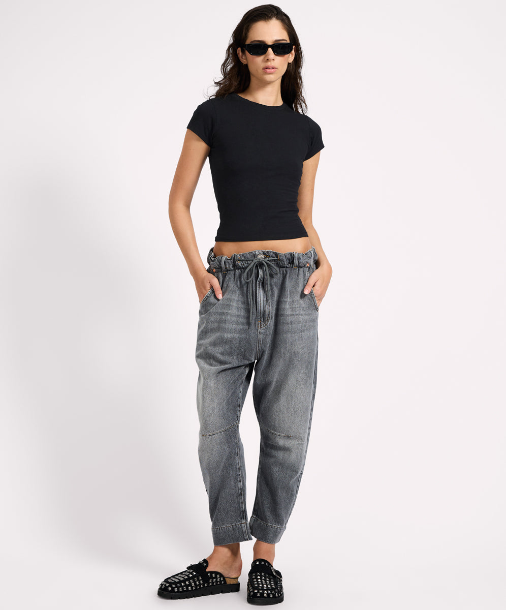 Outcasts Low Waist Drop Crotch Harem Denim Jeans - Charcoal Grey