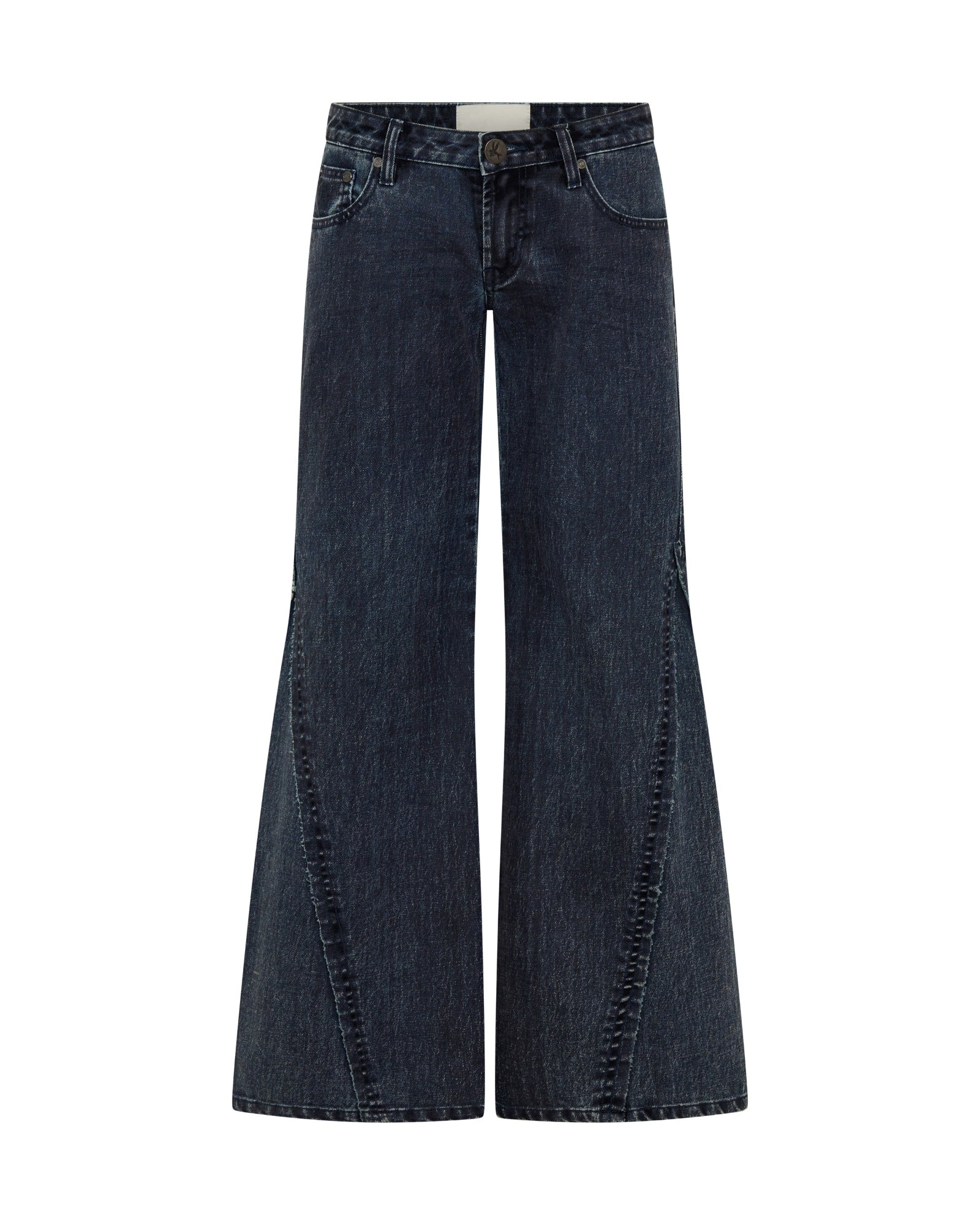 Johnnies Low Waist Wide Leg Flared Denim Jeans - Indigo Blue | One