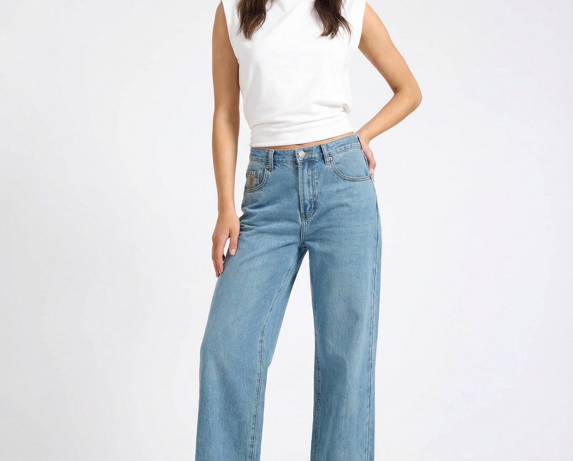 Baxters Mid Waist Wide Leg Denim Jeans - Blue Crush