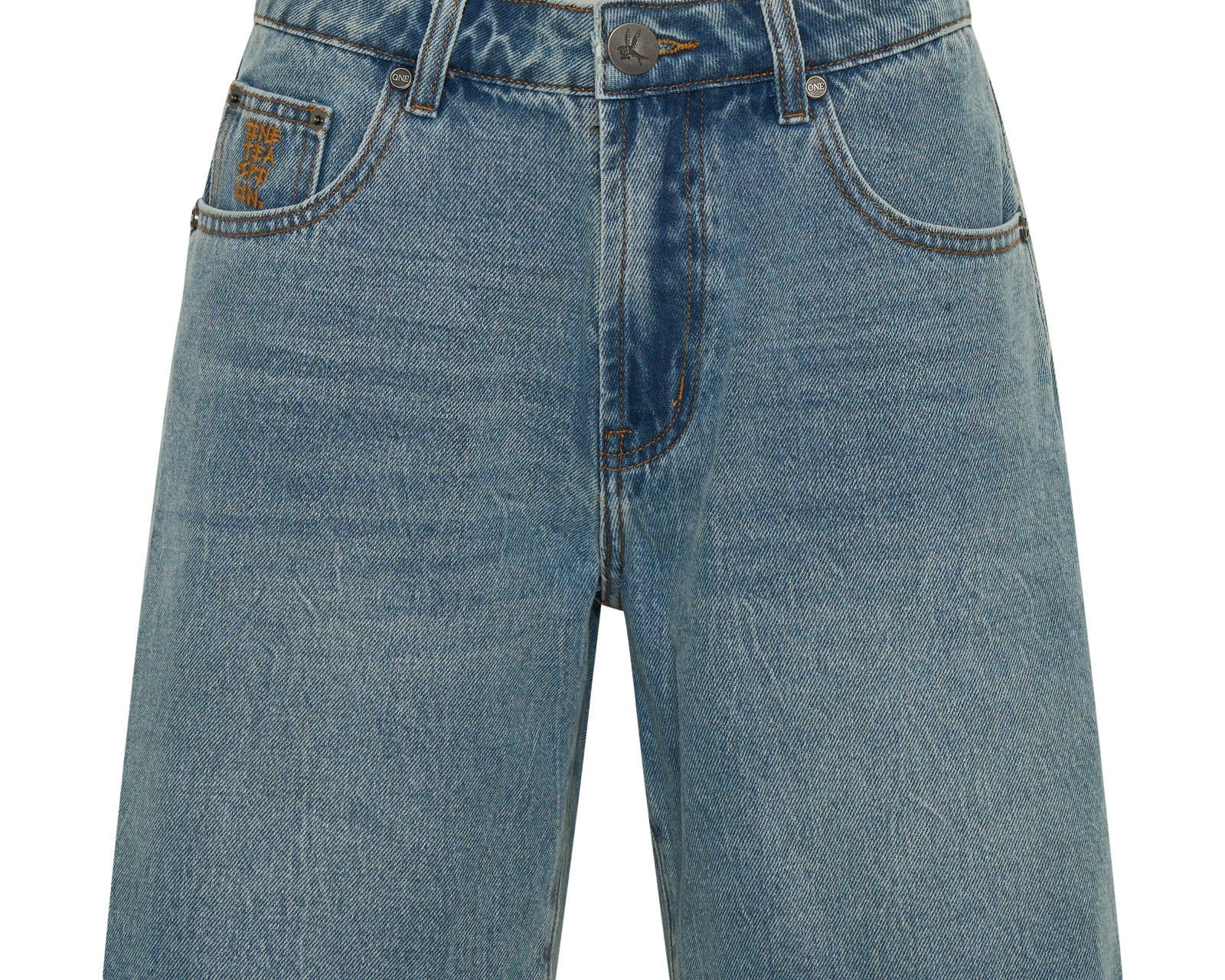 Jacksons Mid Waist Wide Leg Denim Shorts - Blue Crush