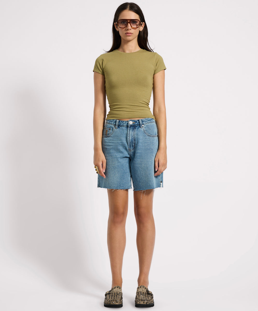 Women's Denim Jacksons Mid Waist Wide Leg Denim Shorts - Blue Crush