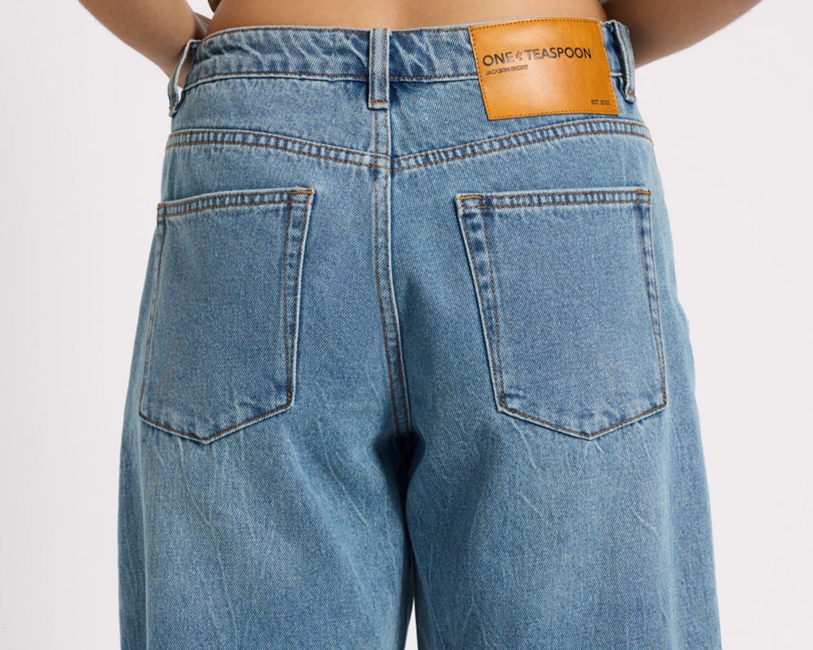 Jacksons Mid Waist Wide Leg Denim Shorts - Blue Crush