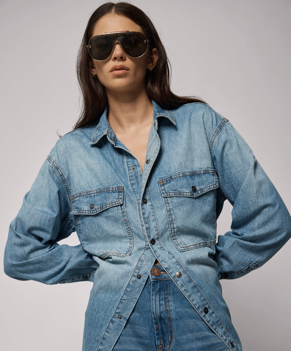 OneTeaSpoonシャツ Essential Denim Shirt - Blue Crush | One Teaspoon USA
