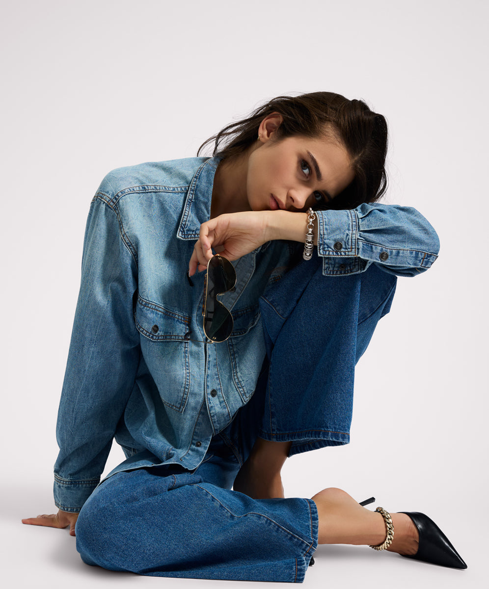 Essential Denim Shirt - Blue Crush | One Teaspoon USA