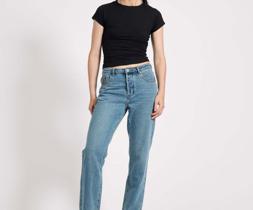 Austins Mid Waist Relaxed Straight Leg Jeans - Blue Crush