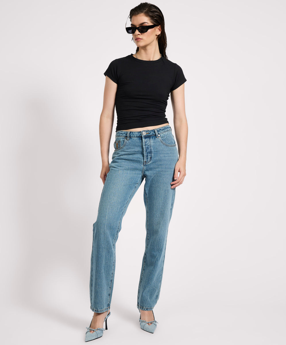Women's Denim Austins Mid Waist Relaxed Straight Leg Jeans - Blue Crush