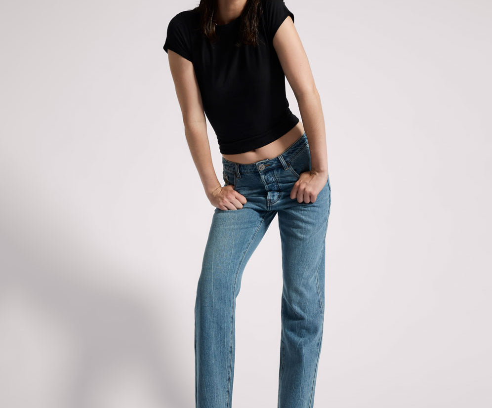 Austins Mid Waist Relaxed Straight Leg Jeans - Blue Crush