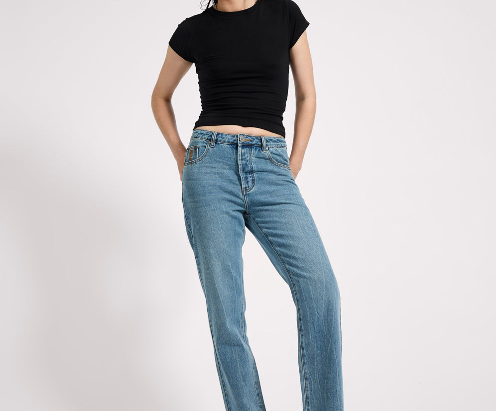 Austins Mid Waist Relaxed Straight Leg Jeans - Blue Crush