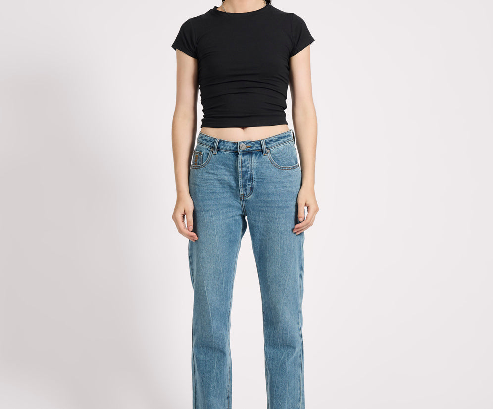 Austins Mid Waist Relaxed Straight Leg Jeans - Blue Crush