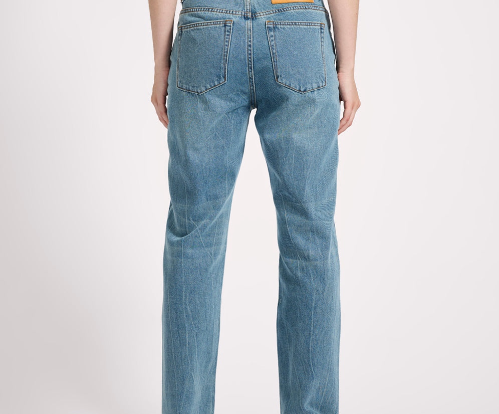 Austins Mid Waist Relaxed Straight Leg Jeans - Blue Crush