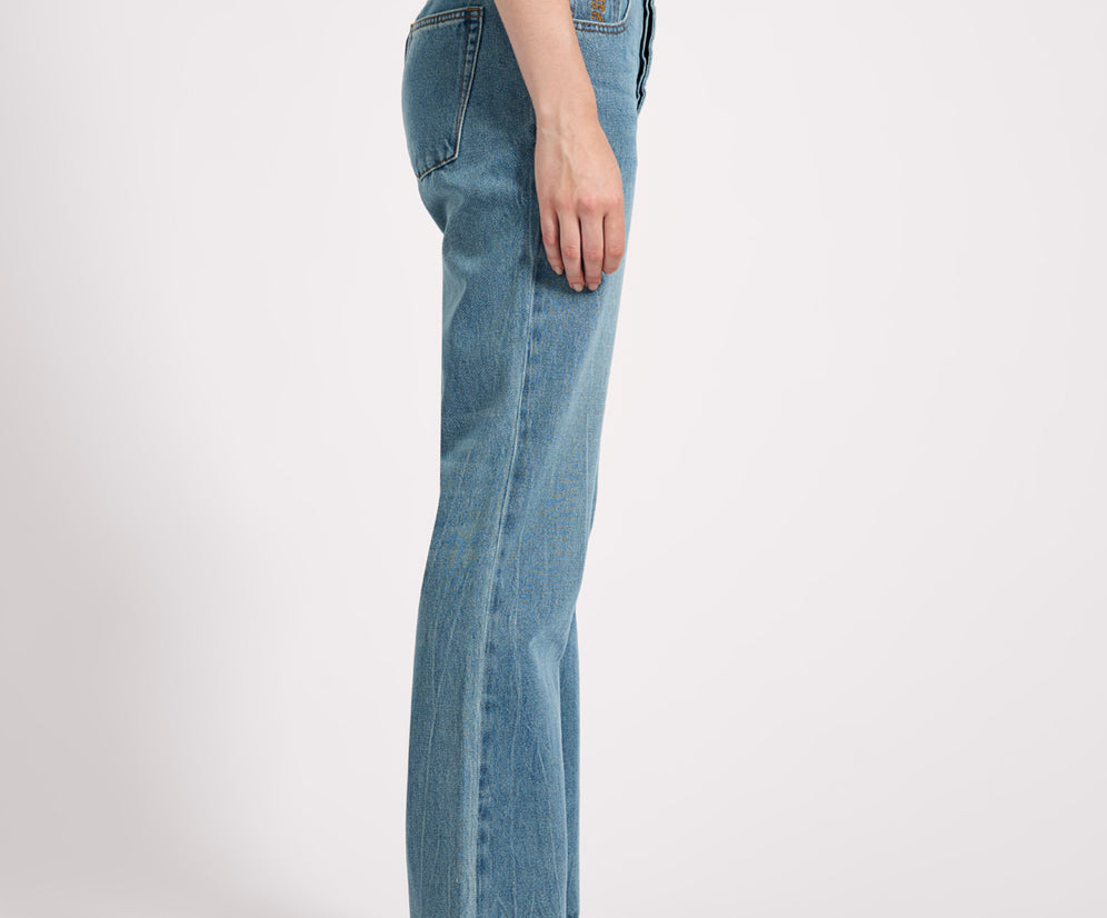 Austins Mid Waist Relaxed Straight Leg Jeans - Blue Crush