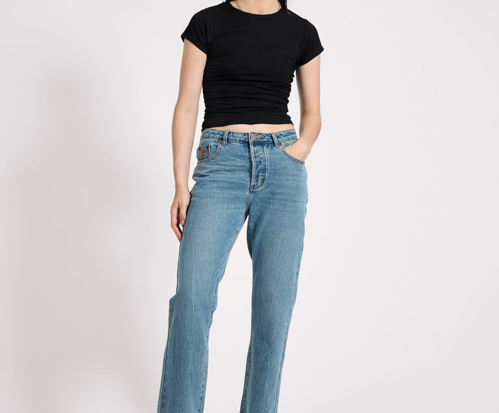 Austins Mid Waist Relaxed Straight Leg Jeans - Blue Crush