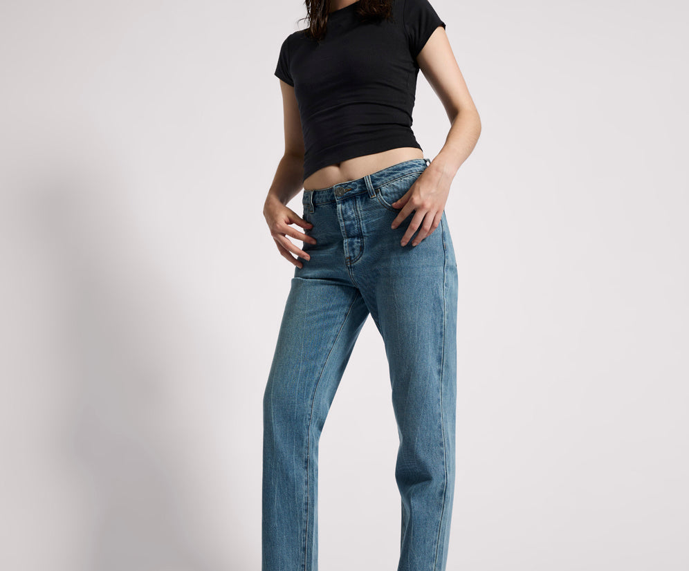 Austins Mid Waist Relaxed Straight Leg Jeans - Blue Crush