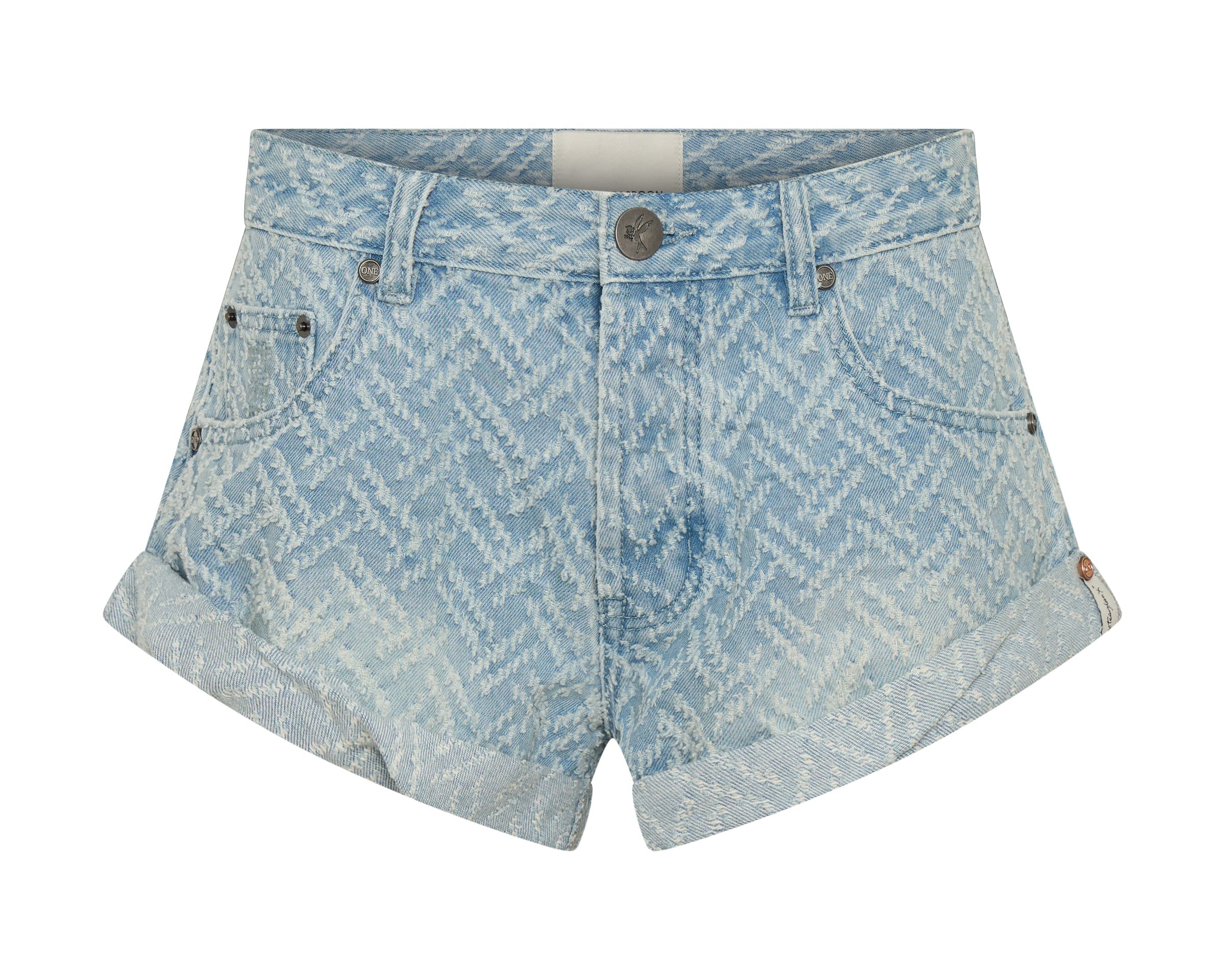 Bandits Low Waist Jacquard Denim Shorts - Chevron Blue