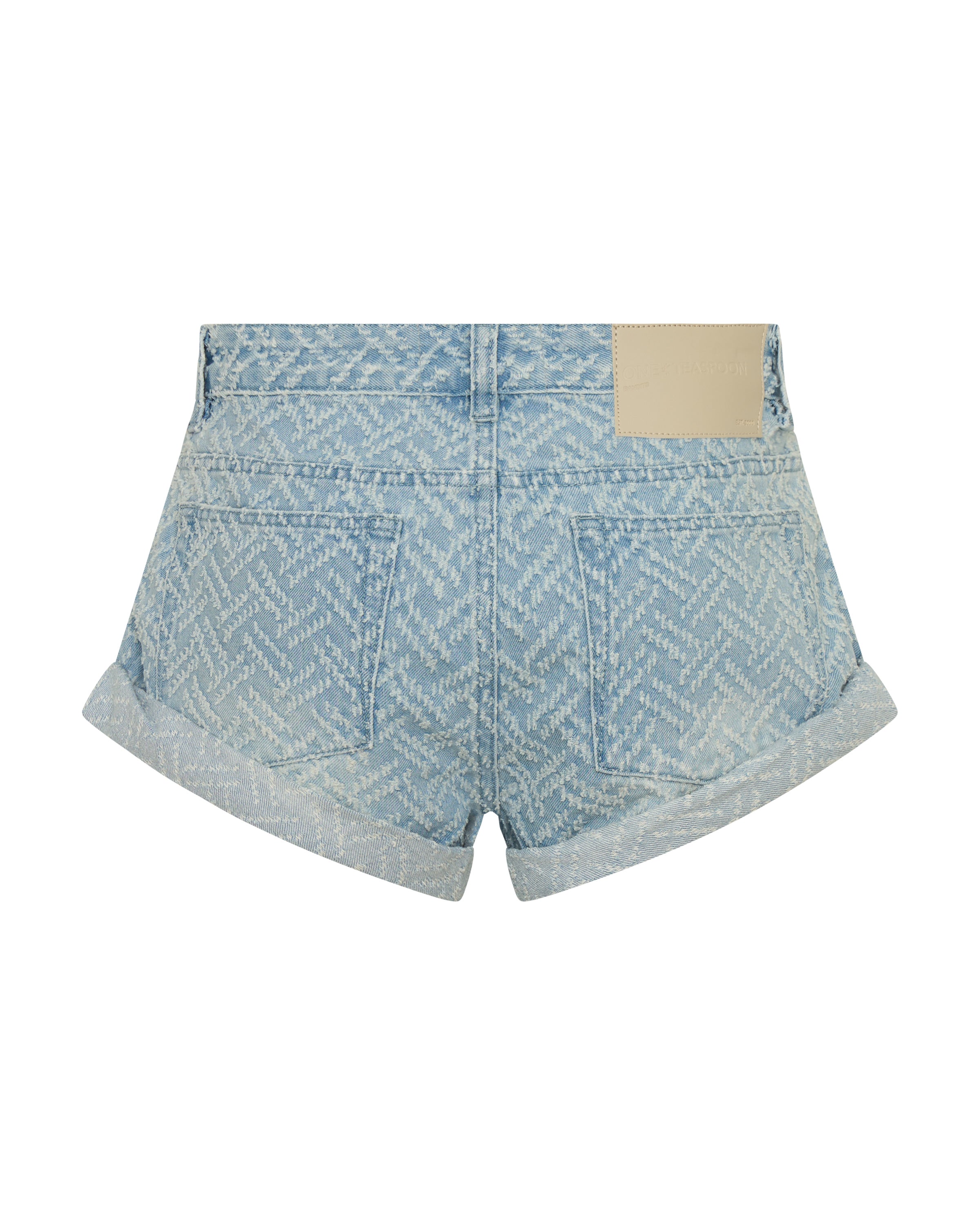 Bandits Low Waist Jacquard Denim Shorts - Chevron Blue | One