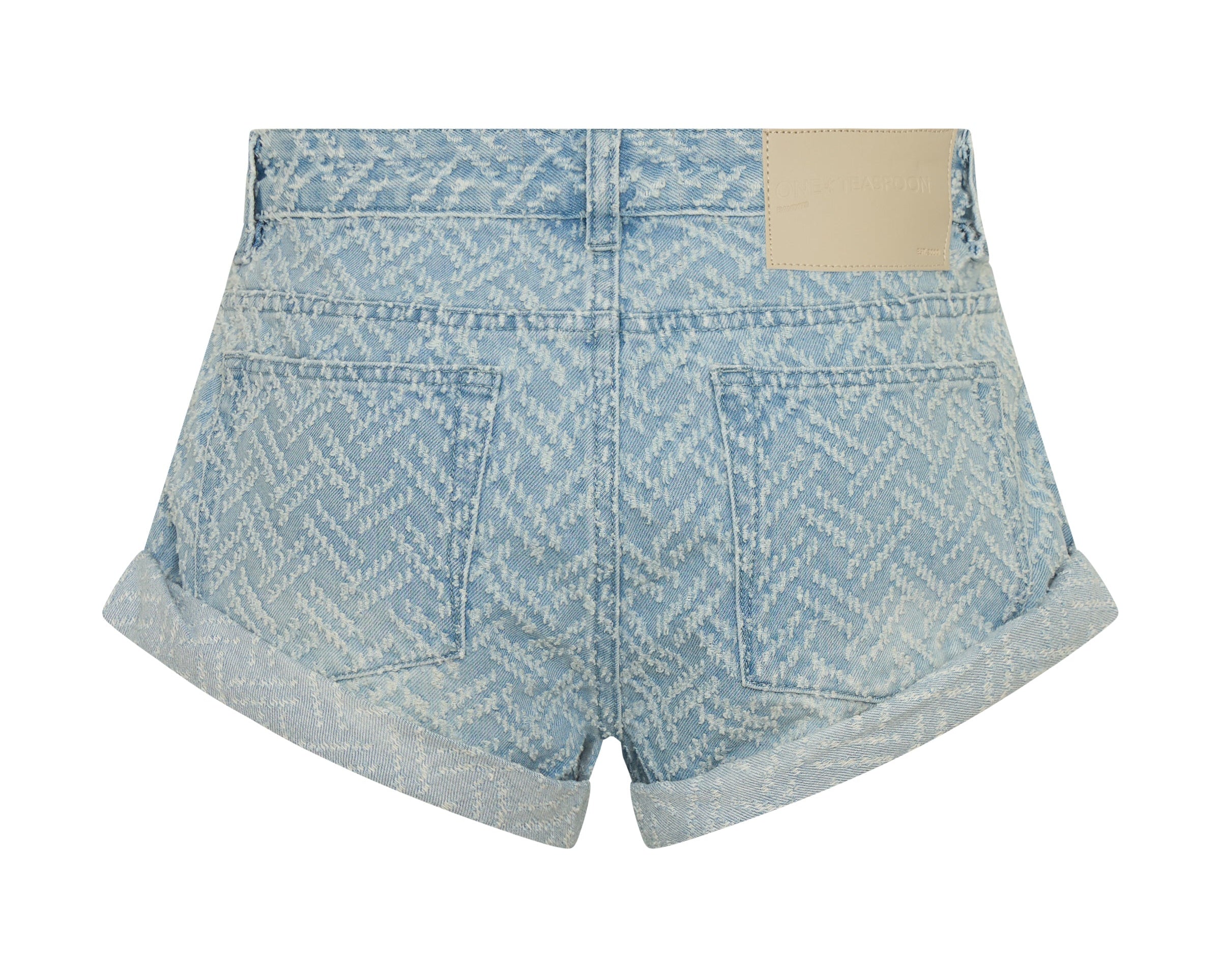 Bandits Low Waist Jacquard Denim Shorts - Chevron Blue