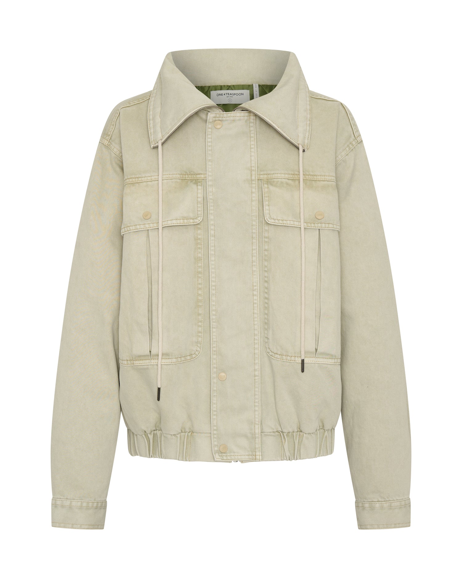 Women's Denim Denim Utility Puffer Jacket - Antique Stone