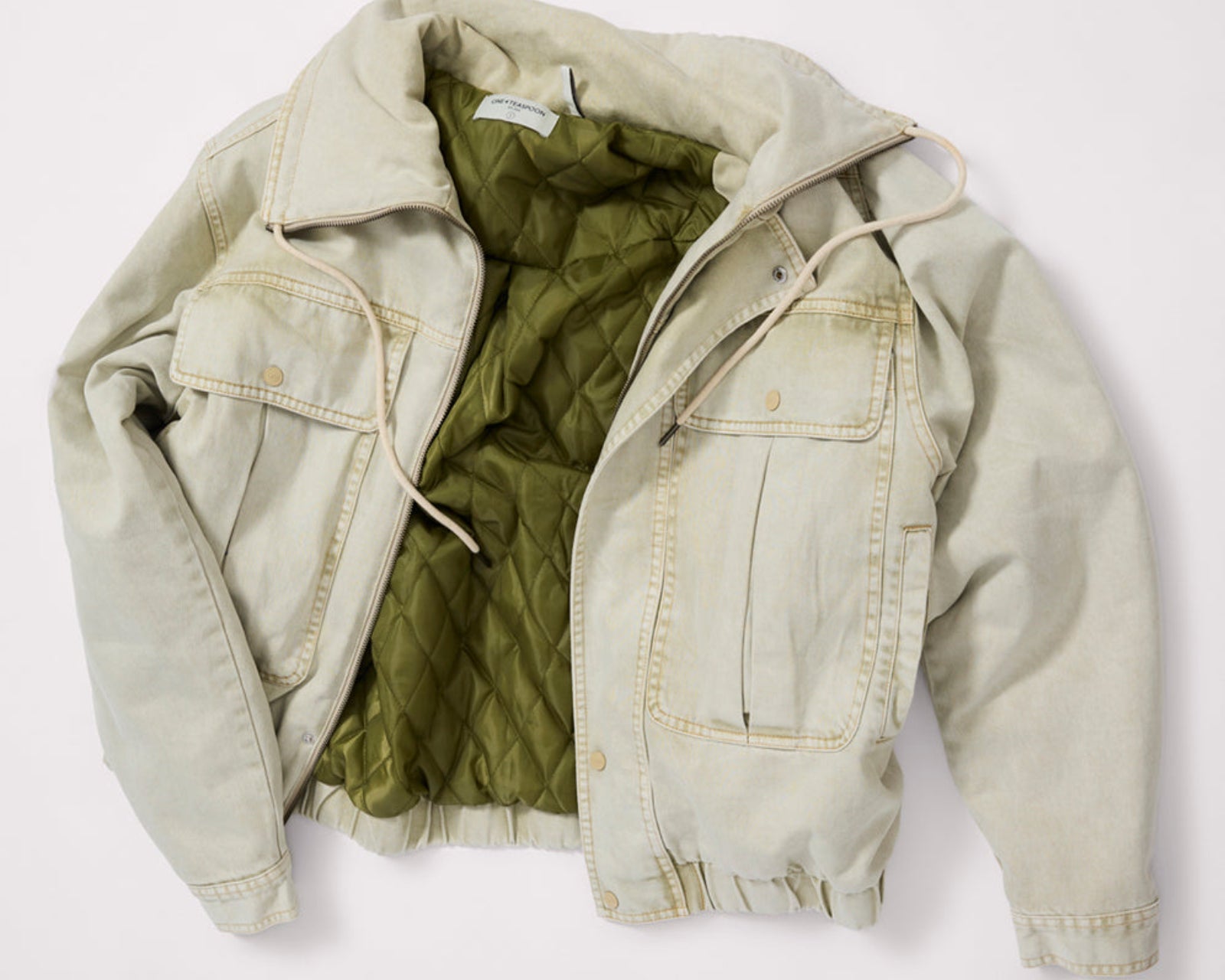 Denim Utility Puffer Jacket - Antique Stone