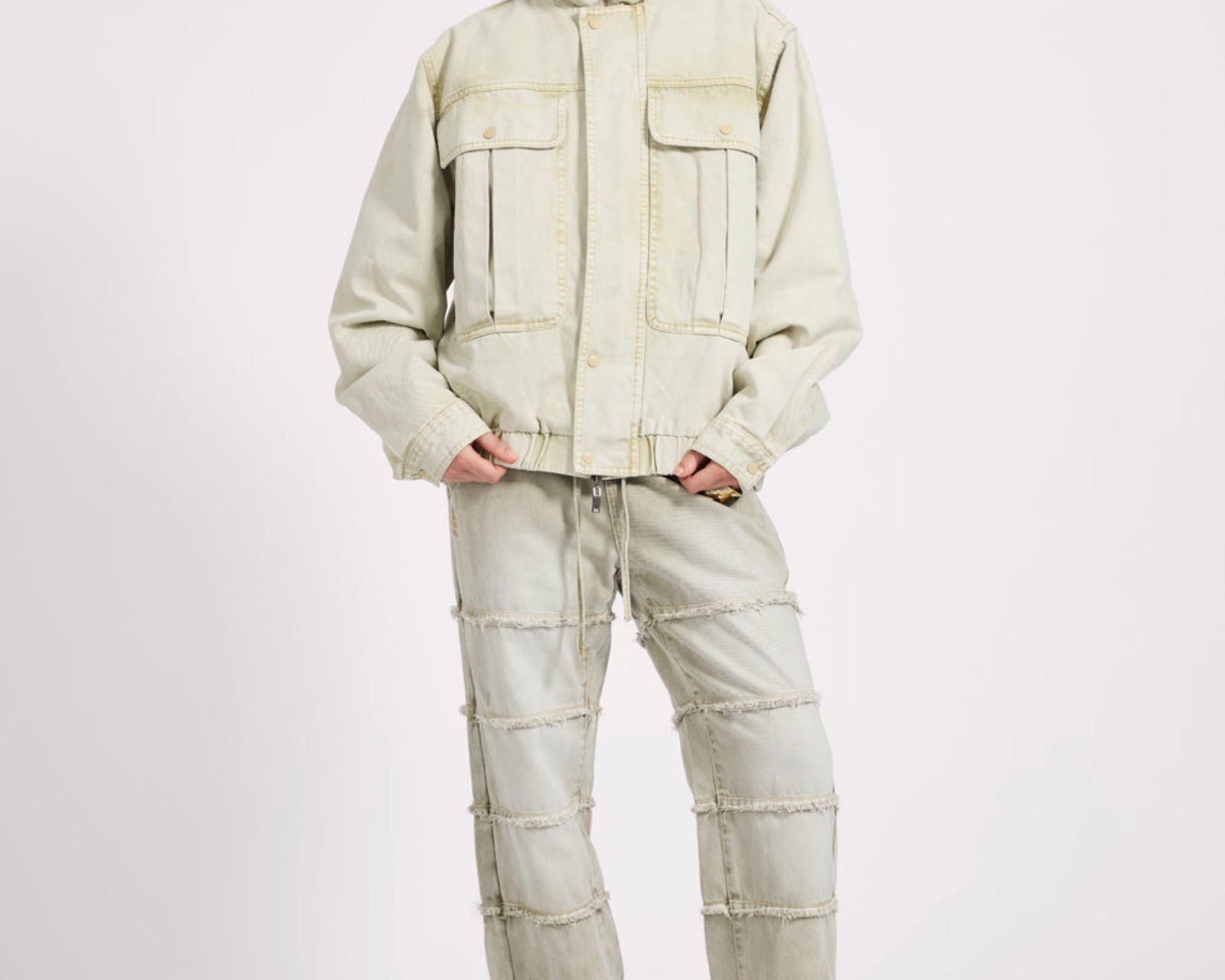 Denim Utility Puffer Jacket - Antique Stone