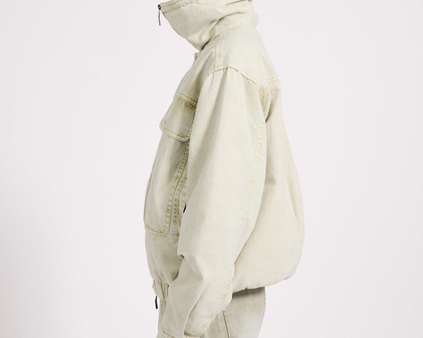 Denim Utility Puffer Jacket - Antique Stone