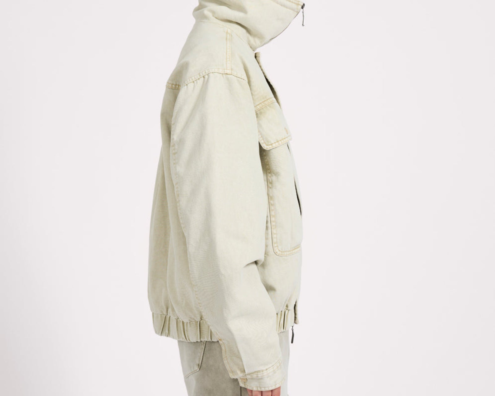 Denim Utility Puffer Jacket - Antique Stone