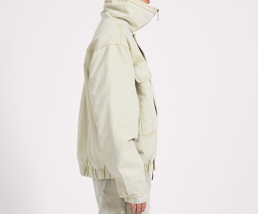 Denim Utility Puffer Jacket - Antique Stone