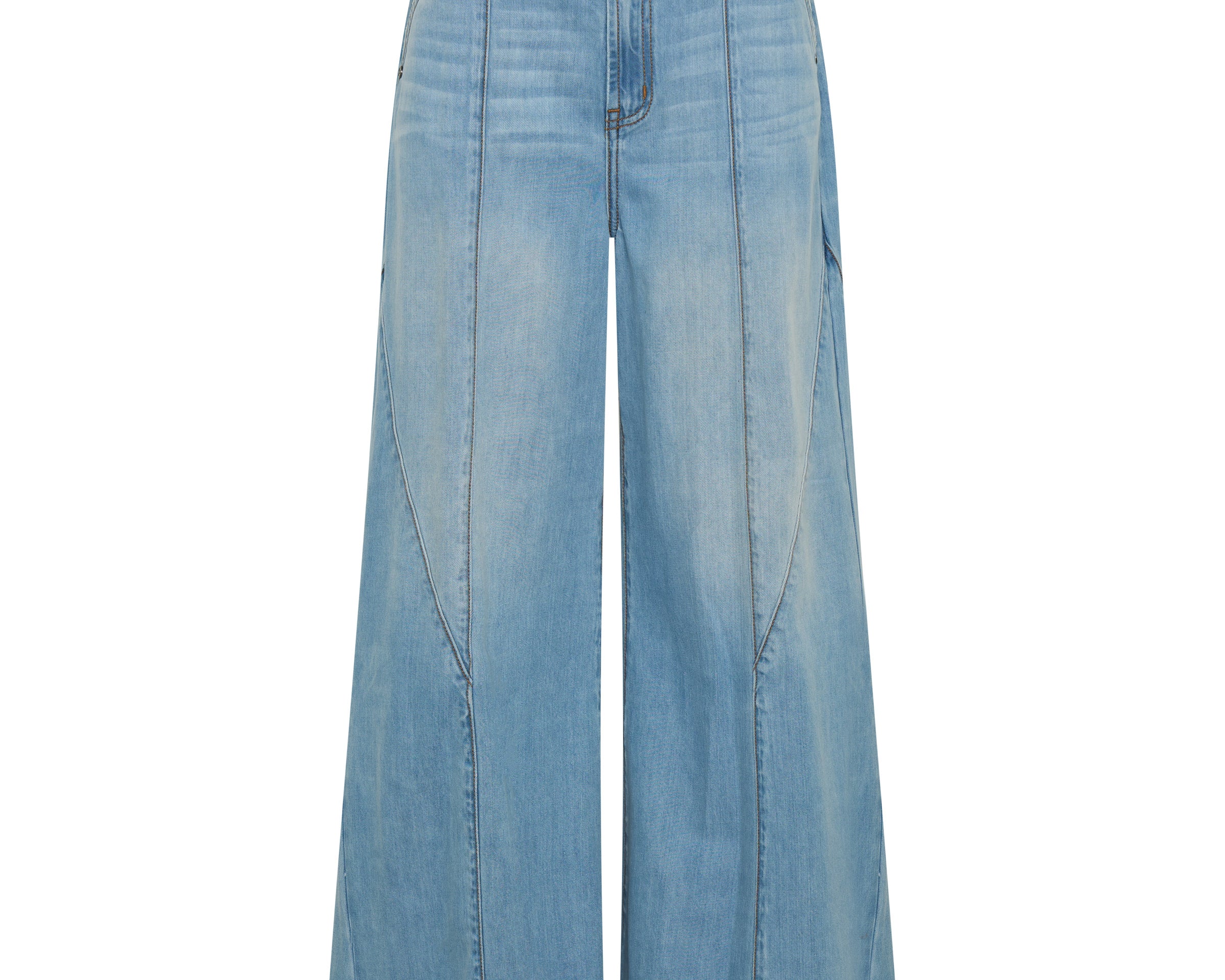 Hollywoods High Waist Wide Leg Denim Jeans - Cool Blue