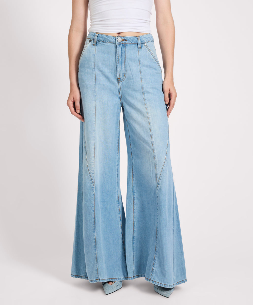 【2plan】Grooming Blue Wide Denim VeronicabeardwidelegjeansBlueM