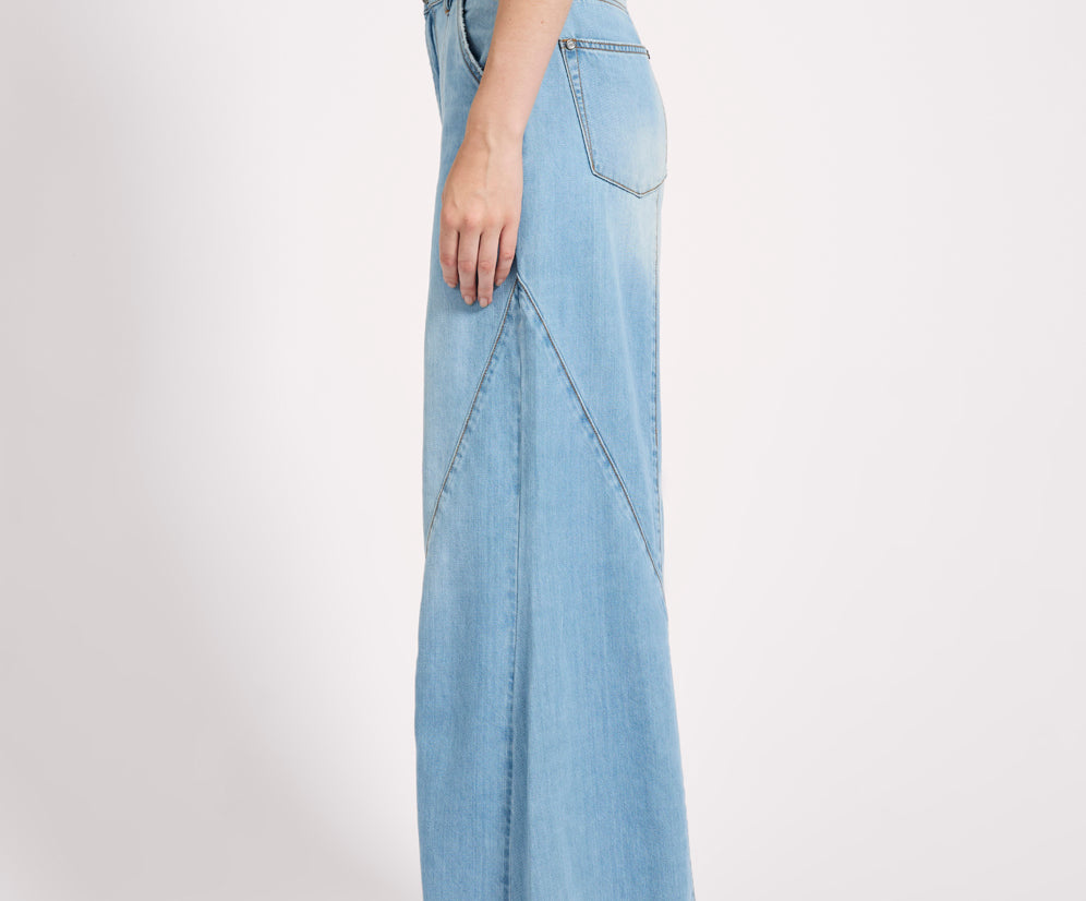 Hollywoods High Waist Wide Leg Denim Jeans - Cool Blue