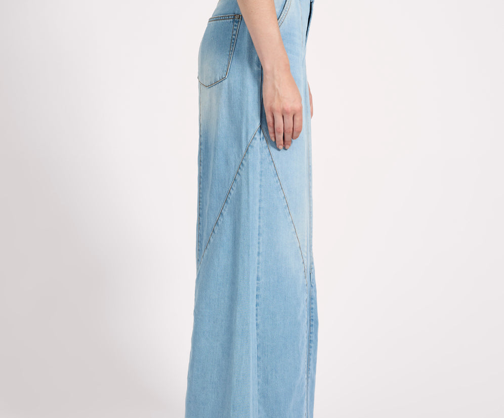 Hollywoods High Waist Wide Leg Denim Jeans - Cool Blue