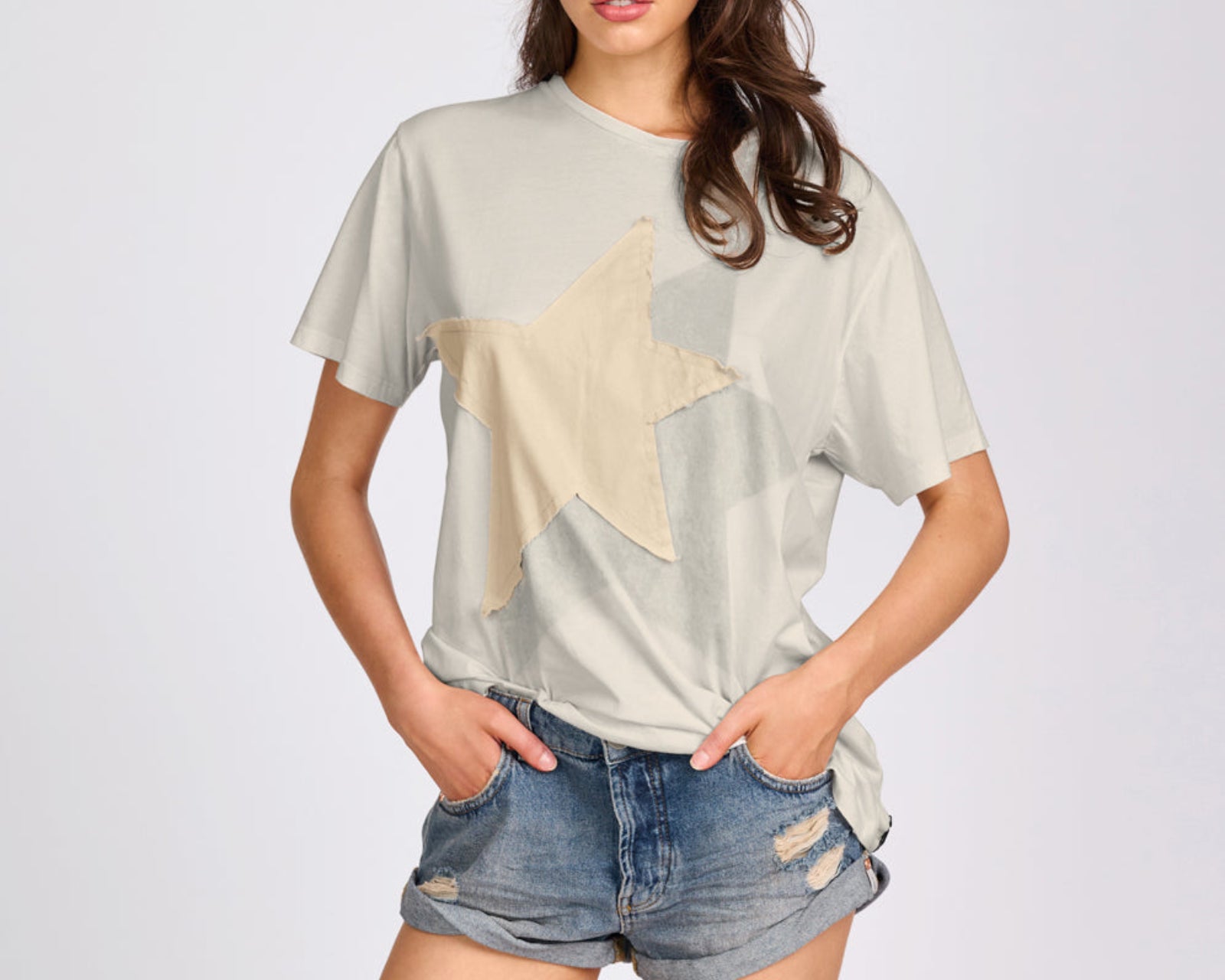 Shadow Star Boyfriend Tee - Cream