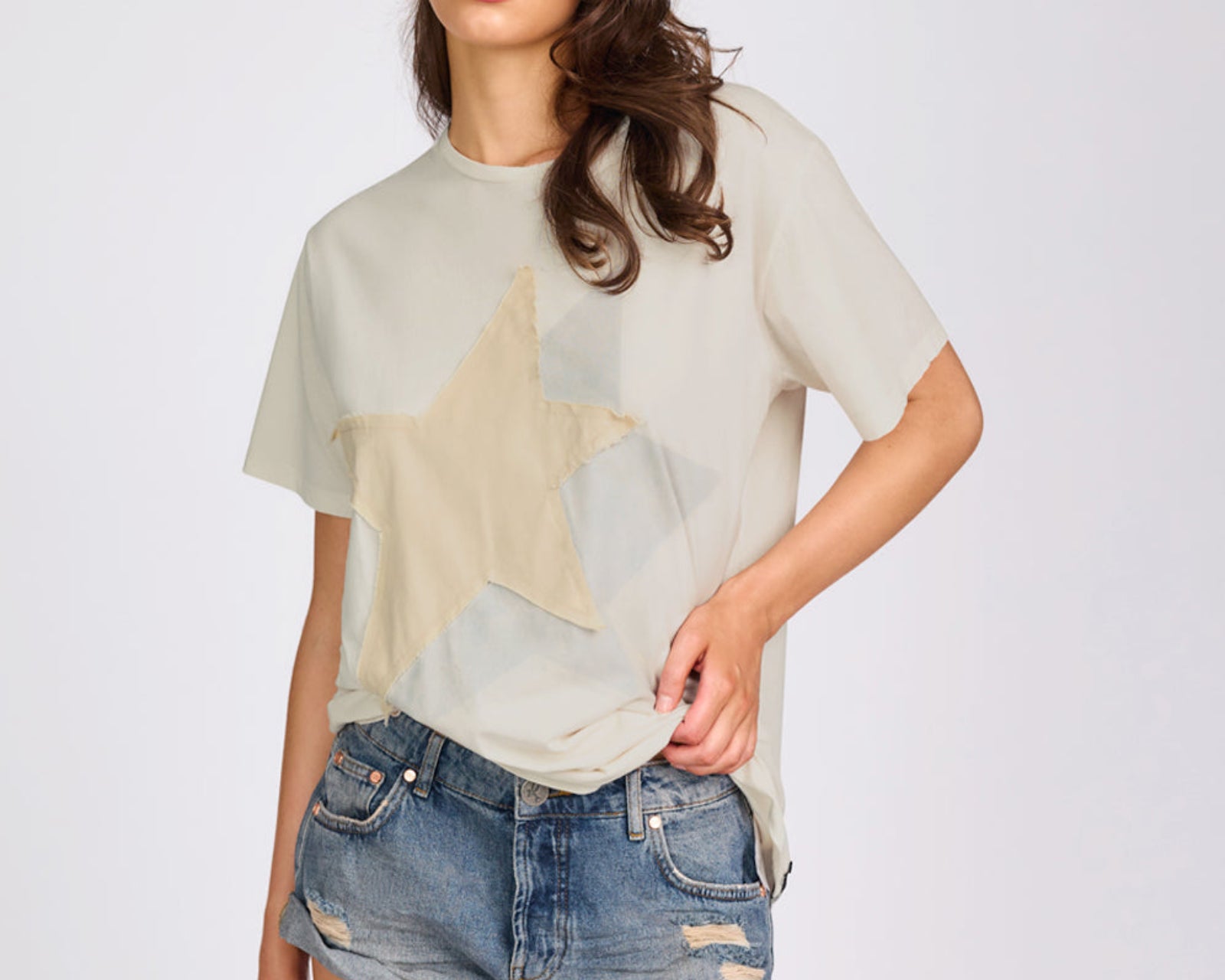 Shadow Star Boyfriend Tee - Cream