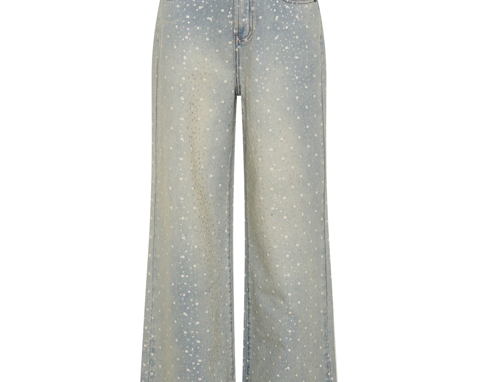 Love Machines Mid Waist Super Wide Leg Denim Jeans - Blue Sparkle